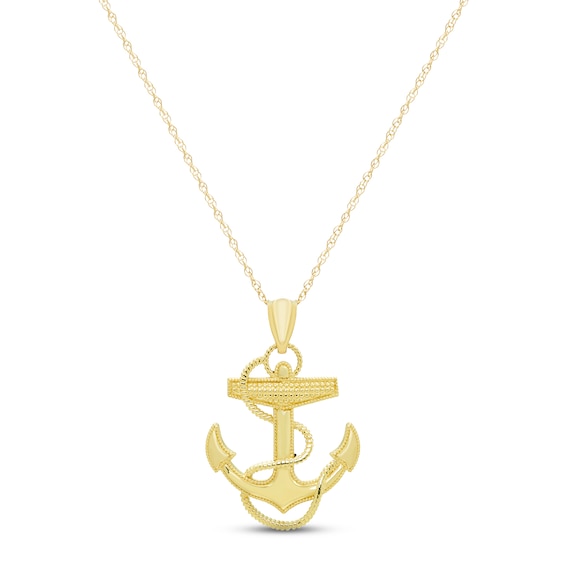 Anchor Necklace 10K Yellow Gold 18"