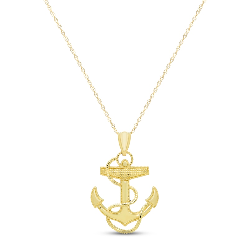 Main Image 1 of Anchor Necklace 10K Yellow Gold 18&quot;