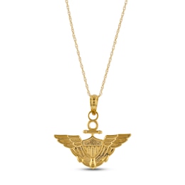 Naval Aviator Wings Necklace 10K Yellow Gold 18&quot;