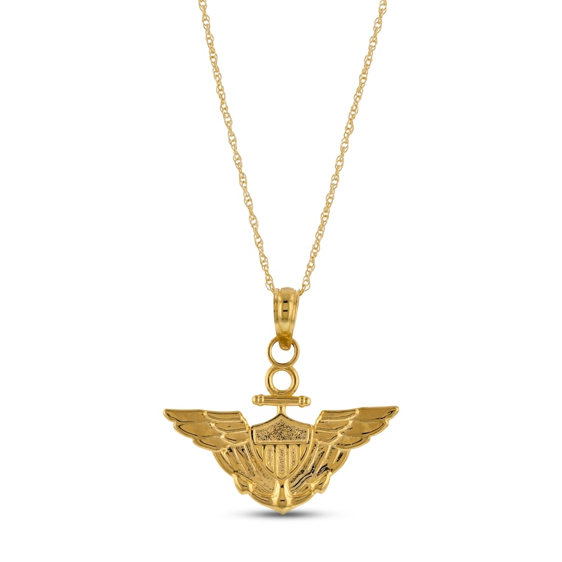 Naval Aviator Wings Necklace 10K Yellow Gold 18"