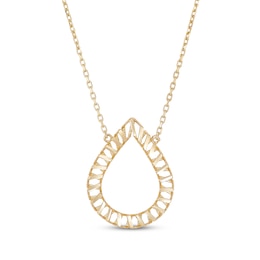 Diamond-Cut Open Teardrop Necklace 10K Yellow Gold 17&quot;