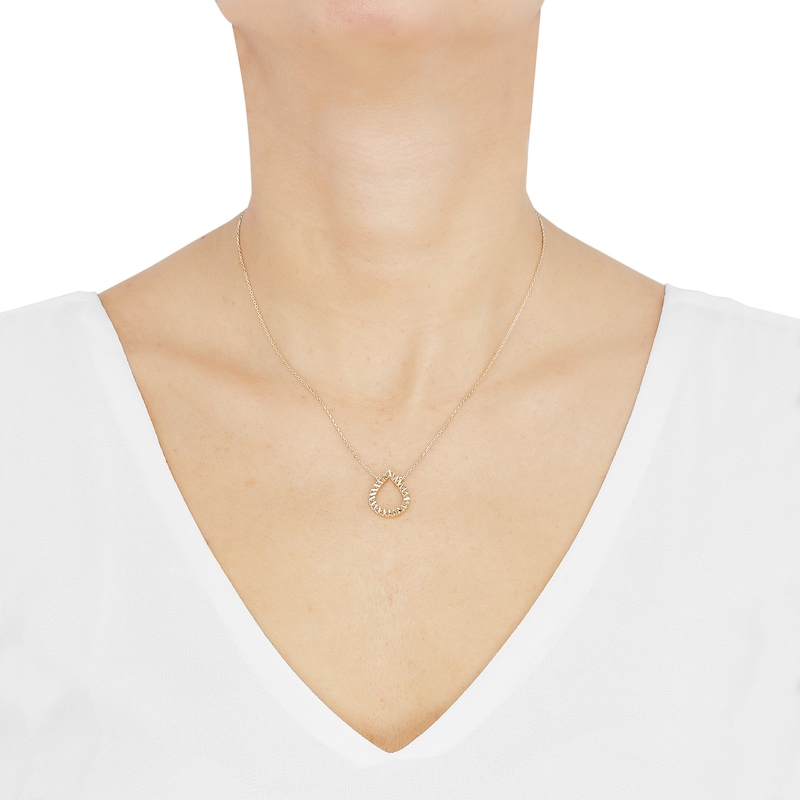 Main Image 4 of Diamond-Cut Open Teardrop Necklace 10K Yellow Gold 17&quot;