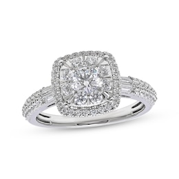 Adore Multi-Diamond Center Engagement Ring 1 ct tw 14K White Gold