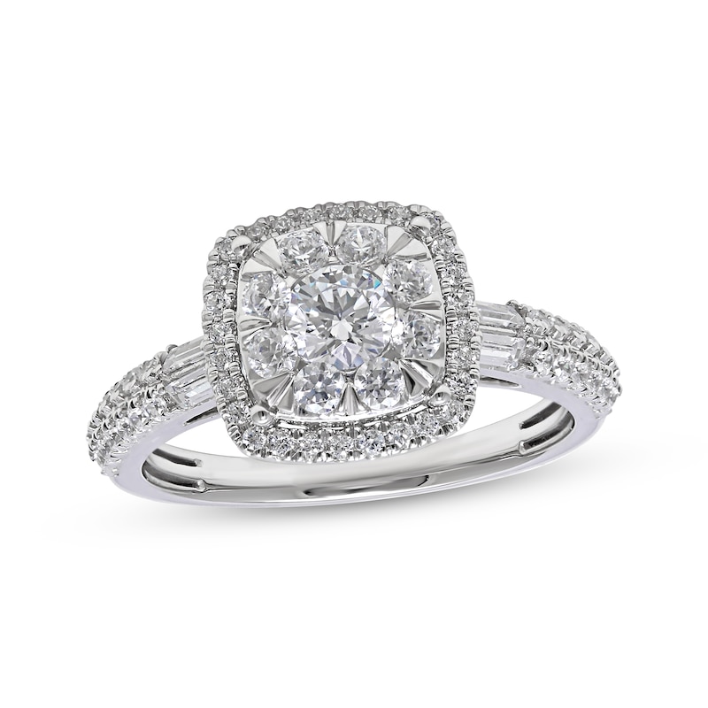 Main Image 1 of Multi-Diamond Center Engagement Ring 1 ct tw 14K White Gold