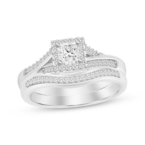 Princess-Cut Diamond Frame Bridal Set 1/3 ct tw 10K White Gold