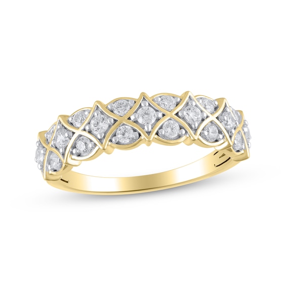 Diamond Crisscross Anniversary Ring 1/2 ct tw 14K Yellow Gold
