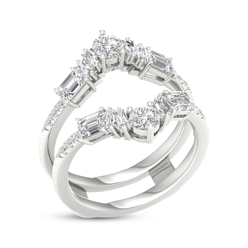 Main Image 2 of Lab-Grown Diamonds by KAY Baguette, Round & Emerald-Cut Chevron Enhancer Ring 1-1/2 ct tw 14K White Gold