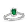 Thumbnail Image 1 of Neil Lane Emerald-Cut Natural Emerald & Diamond Halo Engagement Ring 3/8 ct tw 14K White Gold