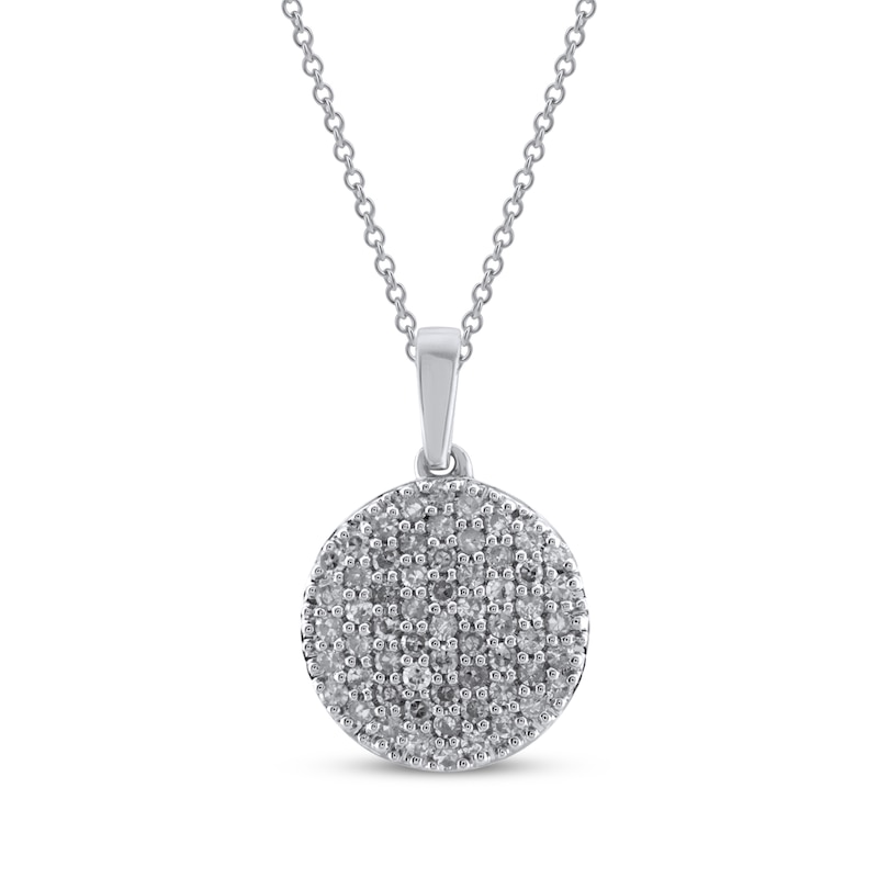 Main Image 1 of Diamond Disc Necklace 1/3 ct tw 10K White Gold 18&quot;