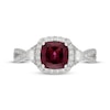 Thumbnail Image 3 of Neil Lane Cushion-Cut Rhodolite Garnet, Diamond & Cultured Akoya Pearl Engagement Ring 3/8 ct tw 14K White Gold