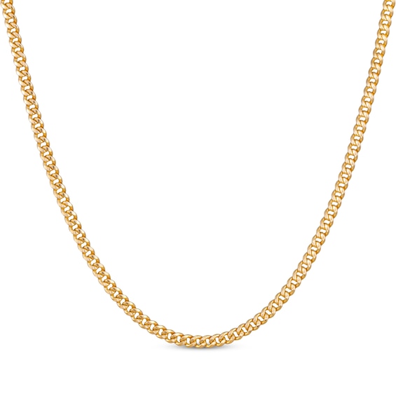 Hollow Cuban Curb Chain Necklace 3mm 10K Yellow Gold 24"