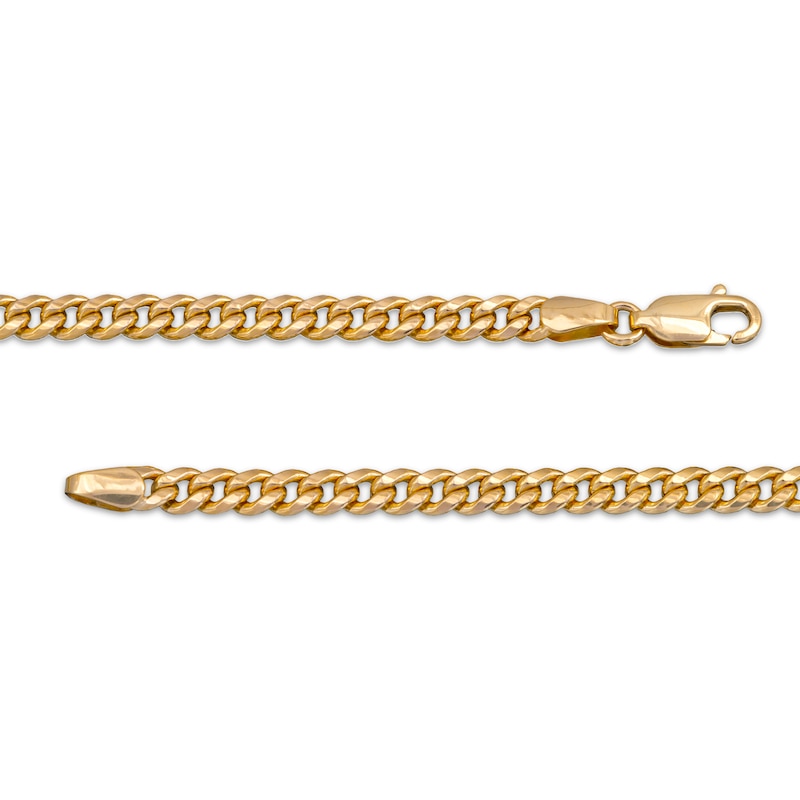 Hollow Cuban Curb Chain Necklace 3mm 10K Yellow Gold 24"