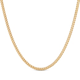 Hollow Cuban Curb Chain Necklace 3mm 10K Yellow Gold 22&quot;