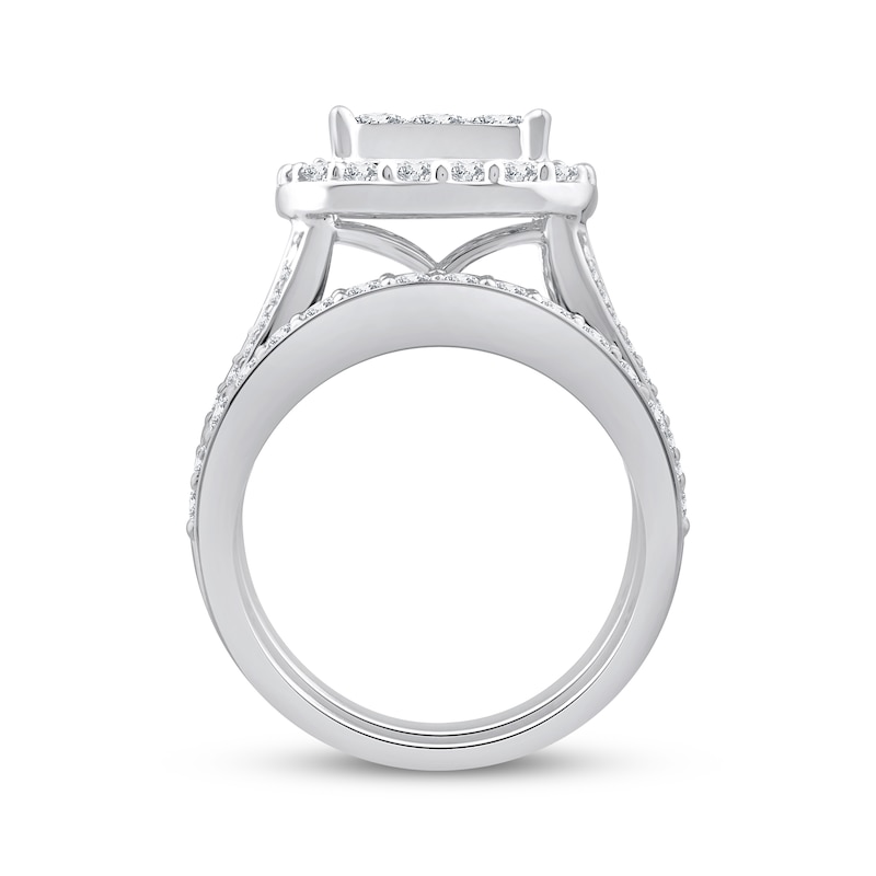 Main Image 3 of Princess-Cut Multi-Diamond Center Bridal Set 3 ct tw 10K White Gold