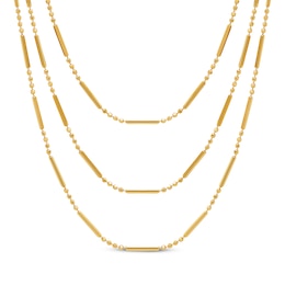 Layered Diamond-Cut Bead & Bar Chain Necklace 10K Yellow Gold 17&quot;