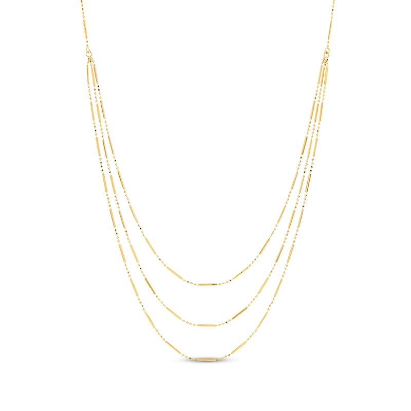 Main Image 2 of Layered Diamond-Cut Bead & Bar Chain Necklace 10K Yellow Gold 17&quot;