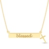 Thumbnail Image 1 of &quot;Blessed&quot; Bar & Cross Dangle Necklace 14K Yellow Gold 16&quot;