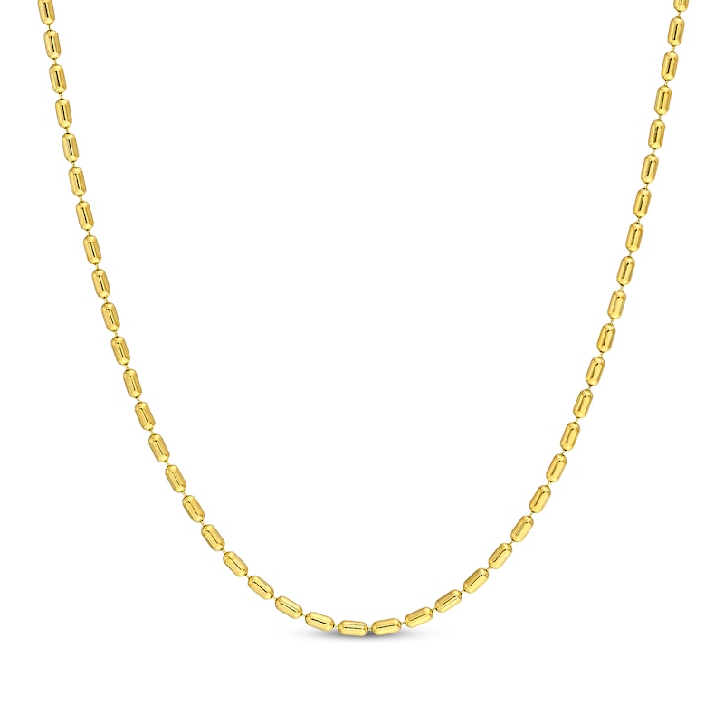 Main Image 1 of Solid Ellipse Bead Chain Necklace 14K Yellow Gold 18&quot;