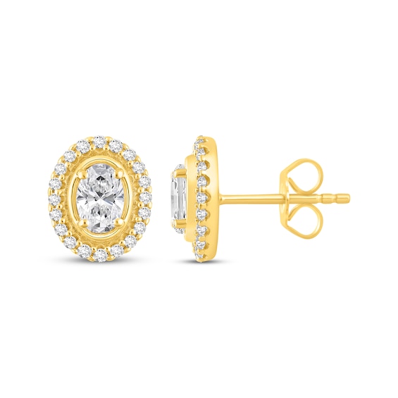 Lab-Created Diamonds by KAY Oval-Cut Halo Stud Earrings 1 ct tw 14K Yellow Gold