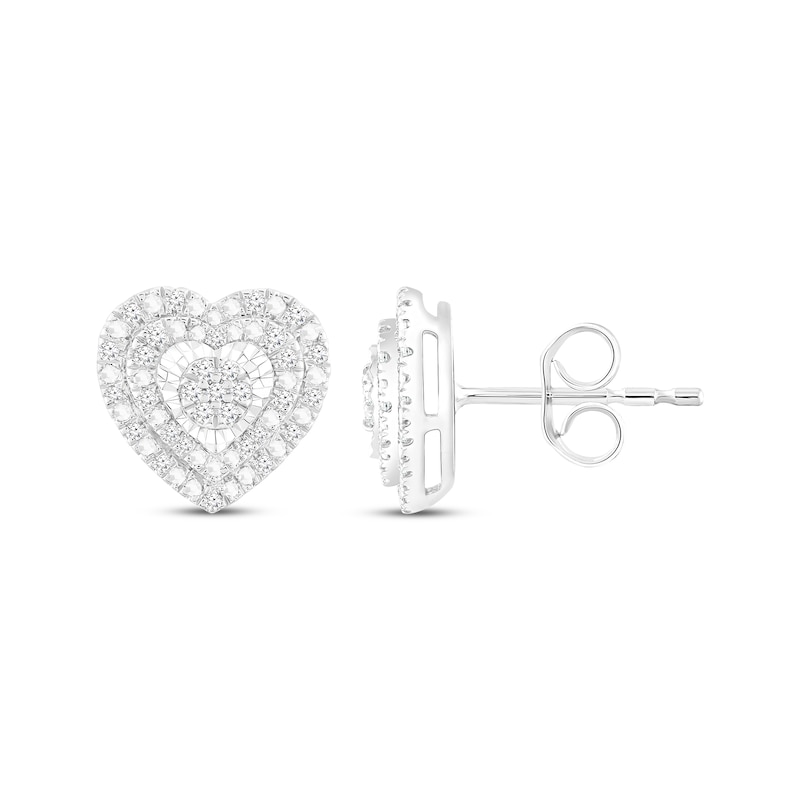 Diamond Heart Stud Earrings 1/5 ct tw Sterling Silver