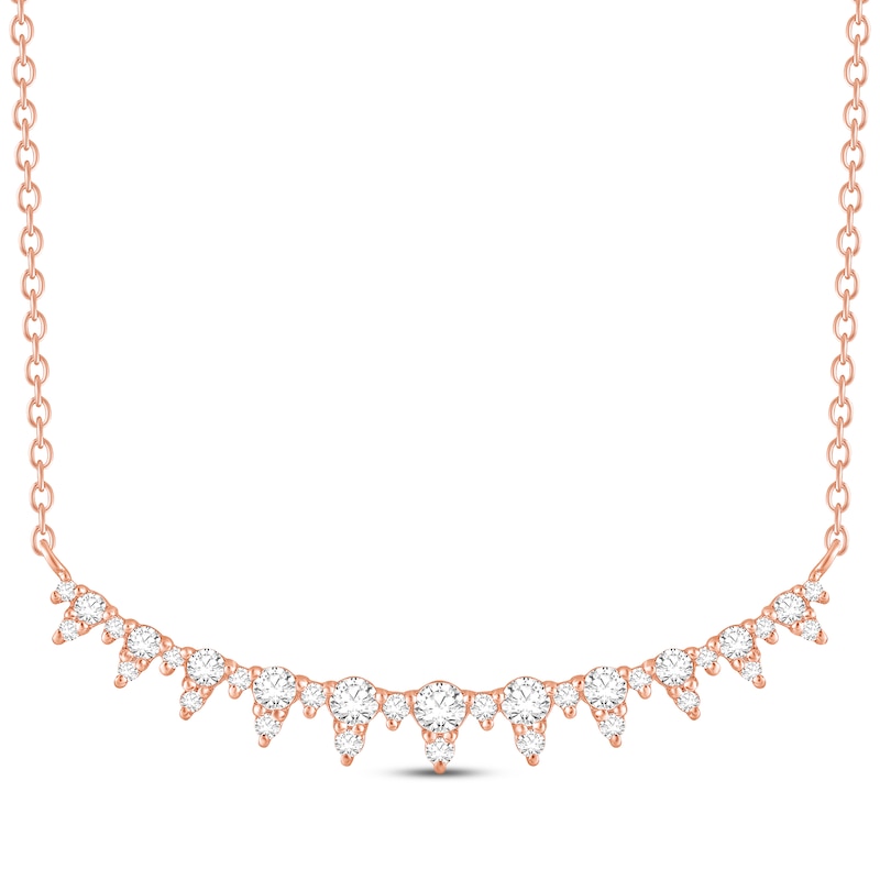 Main Image 1 of Diamond Curved Necklace 1/2 ct tw 14K Rose Gold 18&quot;