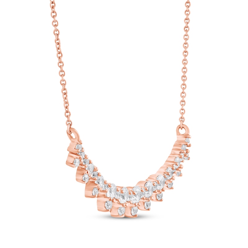 Main Image 2 of Diamond Curved Necklace 1/2 ct tw 14K Rose Gold 18&quot;