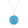 Thumbnail Image 0 of Blue Lab-Created Sapphire & Enamel Evil Eye Locket Necklace Sterling Silver 18"