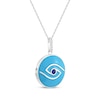 Thumbnail Image 1 of Blue Lab-Created Sapphire & Enamel Evil Eye Locket Necklace Sterling Silver 18"