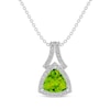 Thumbnail Image 1 of Trillion-Cut Peridot & White Lab-Created Sapphire Necklace Sterling Silver 18&quot;