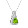 Thumbnail Image 2 of Trillion-Cut Peridot & White Lab-Created Sapphire Necklace Sterling Silver 18&quot;