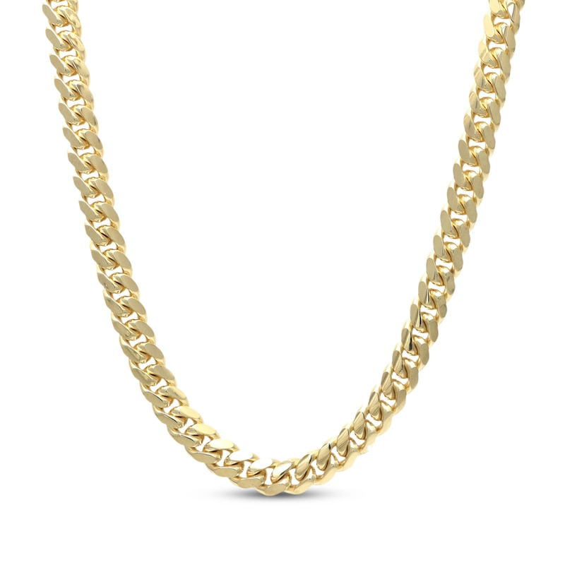 Main Image 1 of Solid Cuban Curb Chain Necklace 6.9mm 14K Yellow Gold 24&quot;