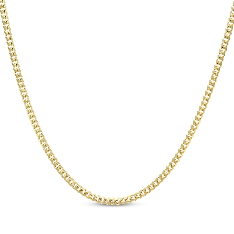 Main Image 1 of Solid Cuban Curb Chain Necklace 2.6mm 14K Yellow Gold 18&quot;