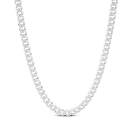 Solid Curb Chain Necklace 4.2mm 14K White Gold 20&quot;