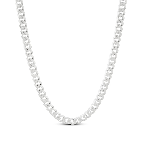 Solid Curb Chain Necklace 4.2mm 14K White Gold 20"