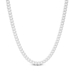 Solid Curb Chain Necklace 4.2mm 14K White Gold 22&quot;