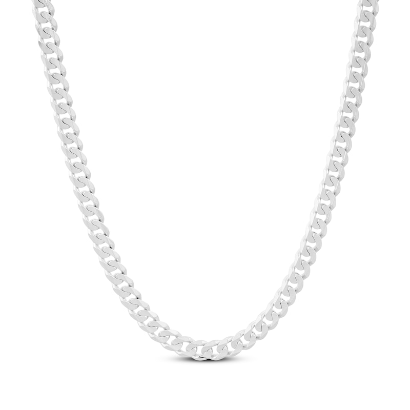 Solid Curb Chain Necklace 4.2mm 14K White Gold 22"