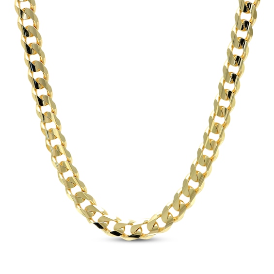 Solid Curb Chain Necklace 7.4mm 10K Yellow Gold 20"