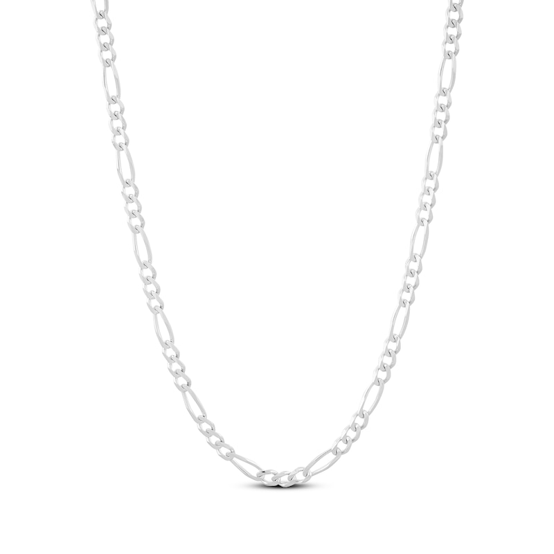 Solid Figaro Chain Necklace 4mm 14K White Gold 20"
