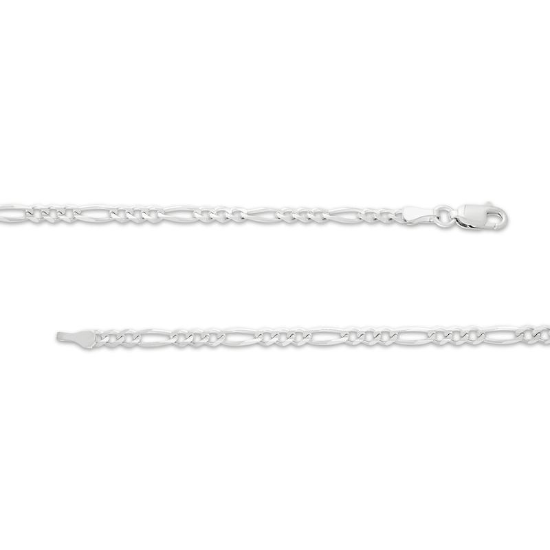 Solid Figaro Chain Necklace 4mm 14K White Gold 20"