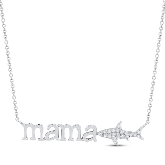 Diamond "Mama" Shark Necklace 1/20 ct tw Sterling Silver