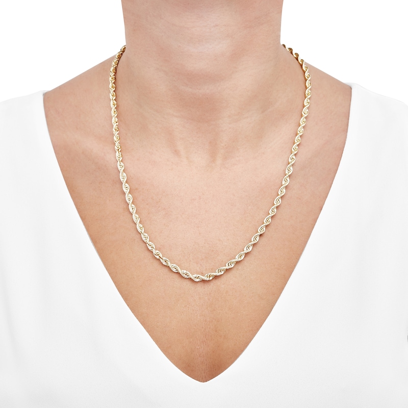 Solid Rope Chain Necklace 4.5mm 14K Yellow Gold 22"