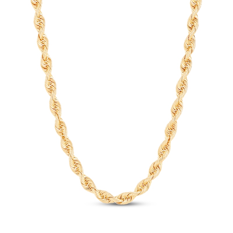 Solid Rope Chain Necklace 4.5mm 14K Yellow Gold 24"