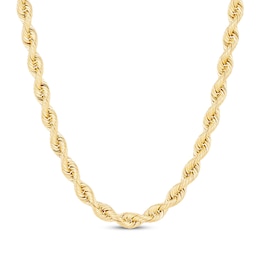 Solid Rope Chain Necklace 6.4mm 14K Yellow Gold 22&quot;