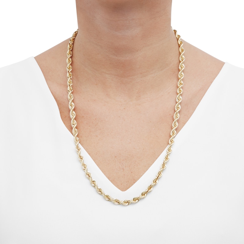 Solid Rope Chain Necklace 6.4mm 14K Yellow Gold 22"