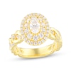 Thumbnail Image 1 of Oval-Cut Diamond Double Halo Braided Shank Engagement Ring 1-1/2 ct tw 14K Yellow Gold