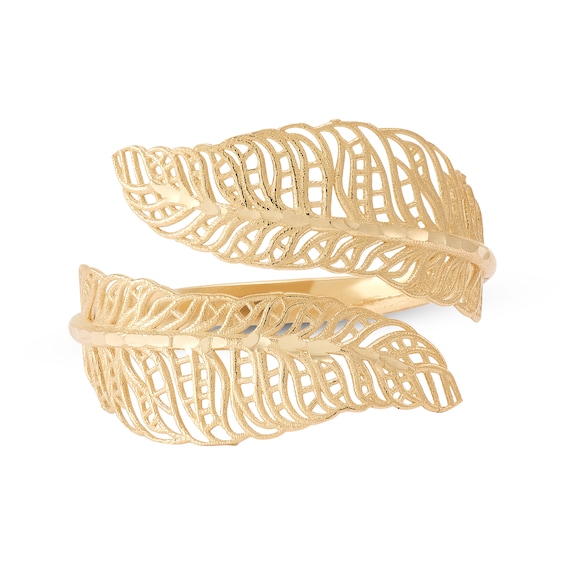 Leaf Bypass Ring 10K Yellow Gold