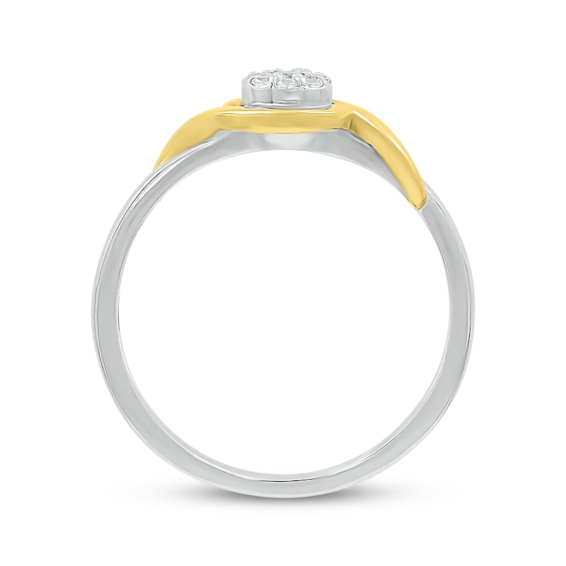 Main Image 2 of Diamond Crossover Frame Promise Ring 1/10 ct tw Sterling Silver & 10K Yellow Gold