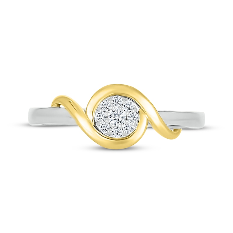 Main Image 3 of Diamond Crossover Frame Promise Ring 1/10 ct tw Sterling Silver & 10K Yellow Gold