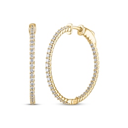 Diamond Inside-Out Hoop Rope Twist Earrings 1 ct tw 14K Yellow Gold