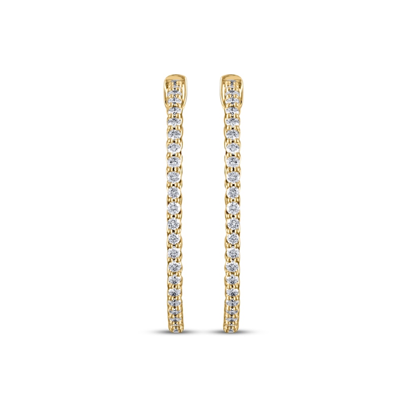 Diamond Inside-Out Hoop Rope Twist Earrings 1 ct tw 14K Yellow Gold